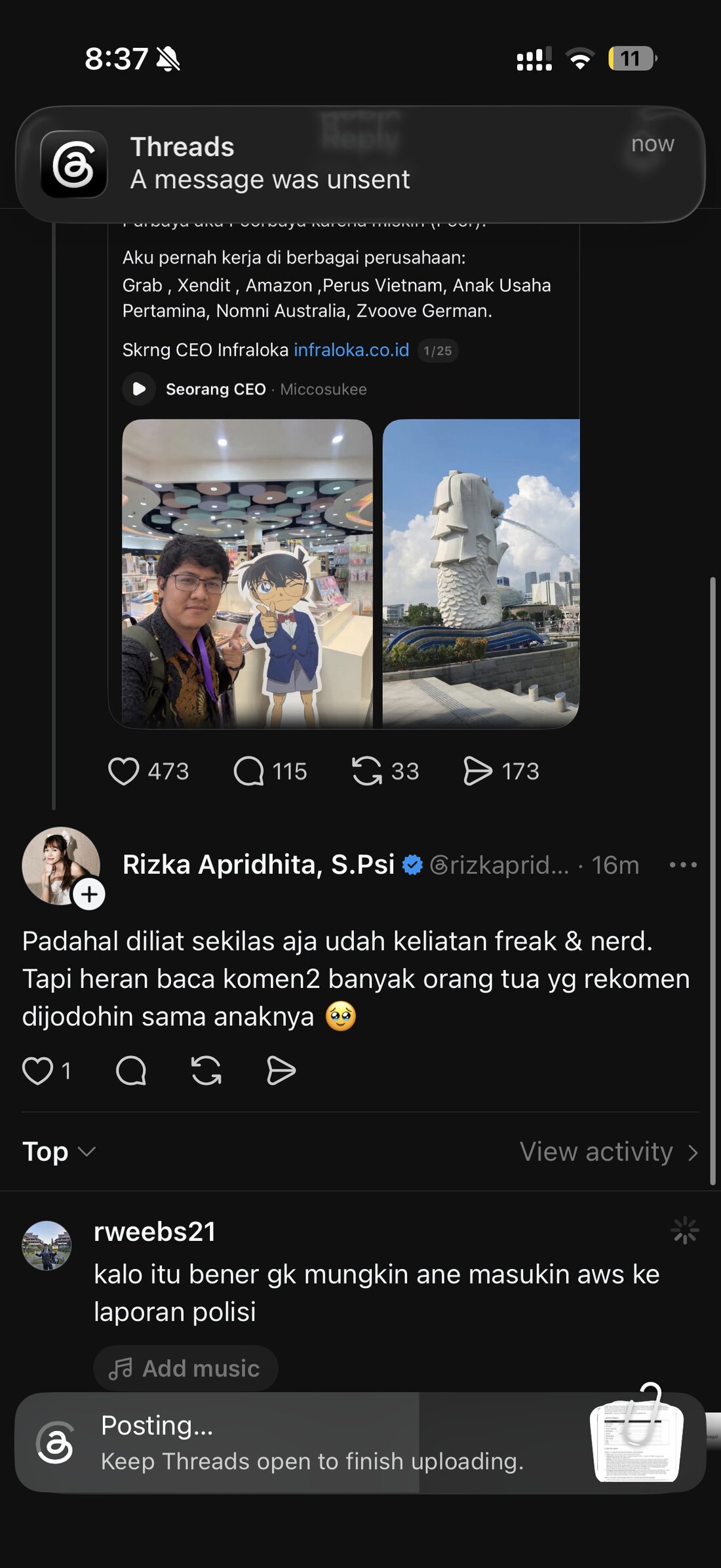Evidence B-1: the comment under my post