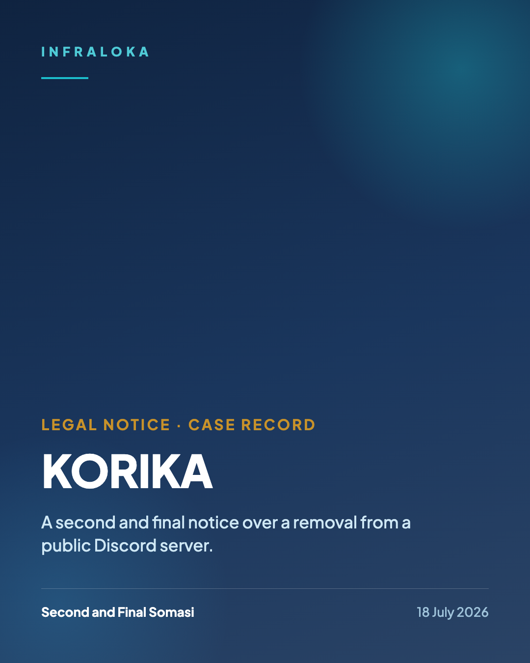 Case record: Second and Final Legal Notice to KORIKA, 18 July 2026