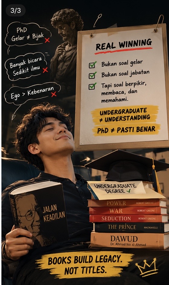 Poster contrasting a PhD degree with reading and understanding