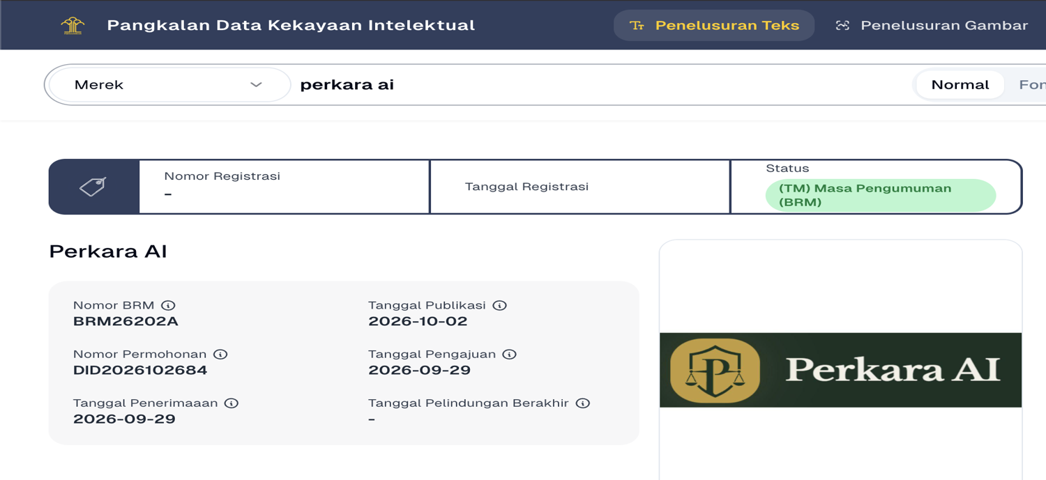 Trademark database: Perkara AI